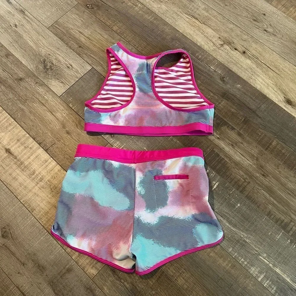 Eddie Bauer girls swim shorts and top size L 14/16